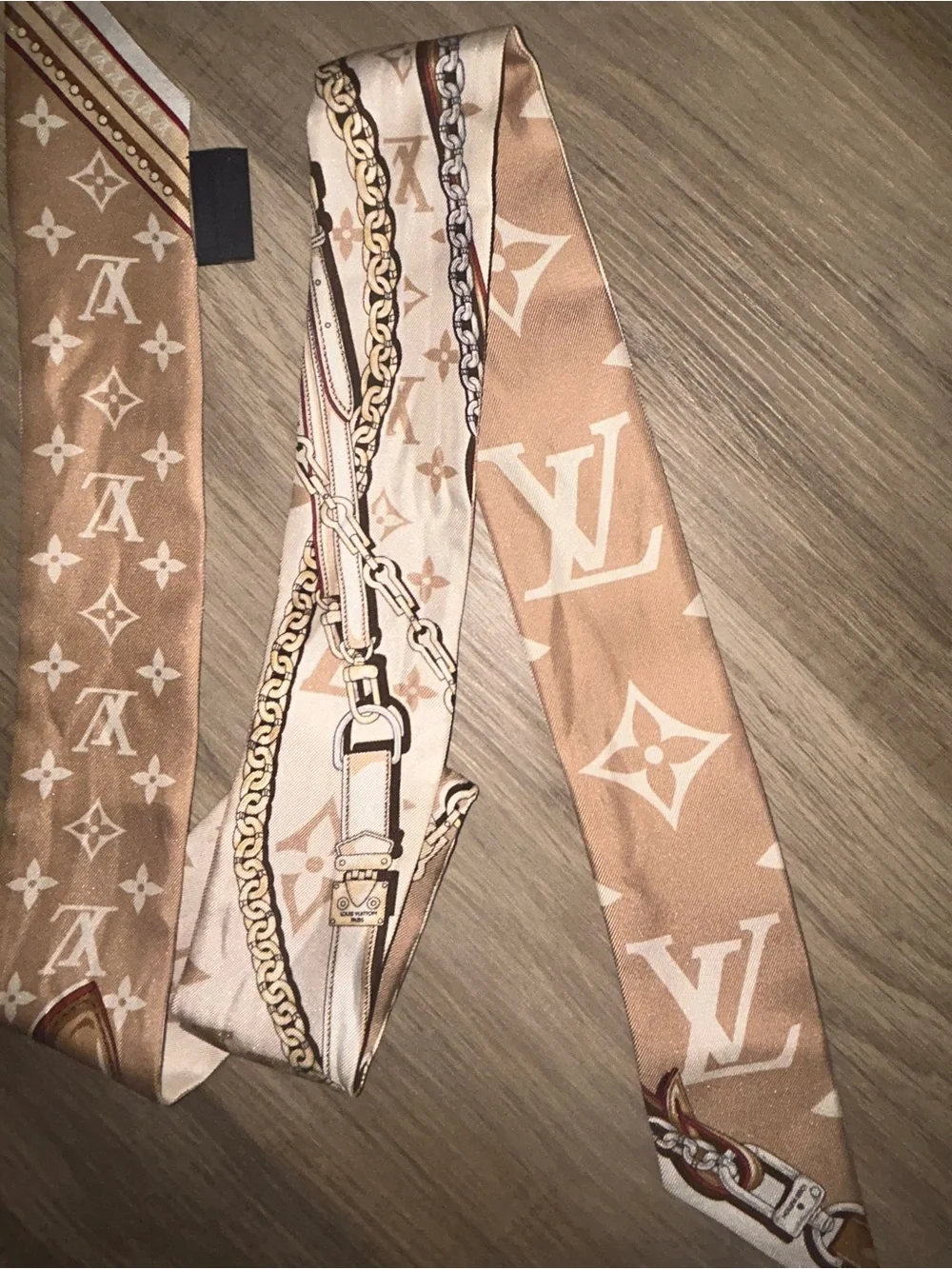 Louis Vuitton Beige Ultimate Monogram Silk Twillies- SET OF TWO TOGETHER